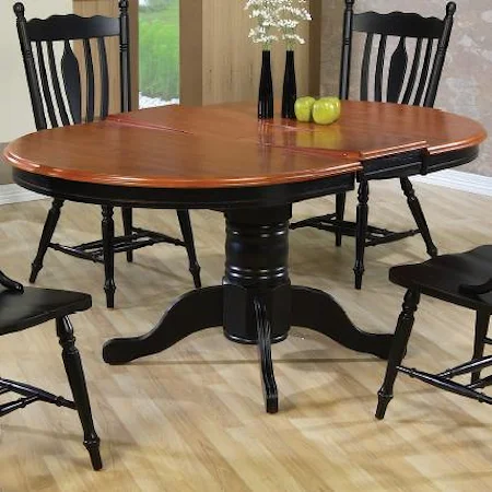 Turned Pedestal Oval Dining Table with Butterfly Leaf